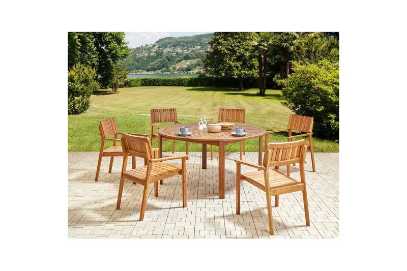 Matsalsset Agello Ljus trä, 6-Sits, Nej - Ljus trä, 6-Sits, Nej - Utemöbler - Utegrupp - Matgrupp utomhus