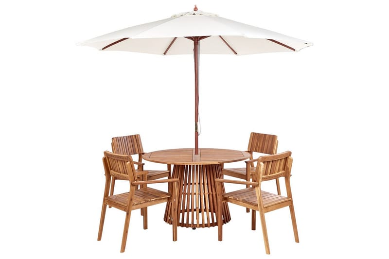 Matsalsset Agello Ljus trä/beige, 4-Sits, Ja - Ljus trä/beige, 4-Sits, Ja - Utemöbler - Utegrupp - Matgrupp utomhus