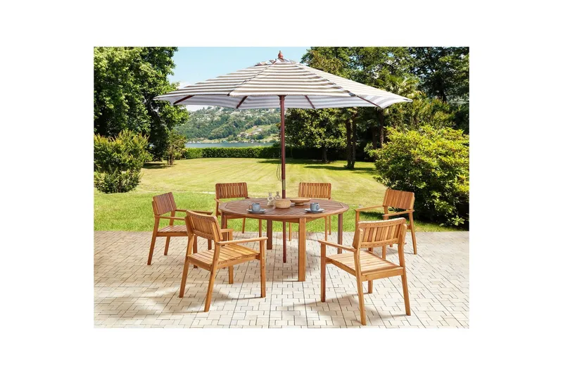 Matsalsset Agello Ljus trä/beige, 6-Sits, Ja - Ljus trä/beige, 6-Sits, Ja - Utemöbler - Utegrupp - Matgrupp utomhus