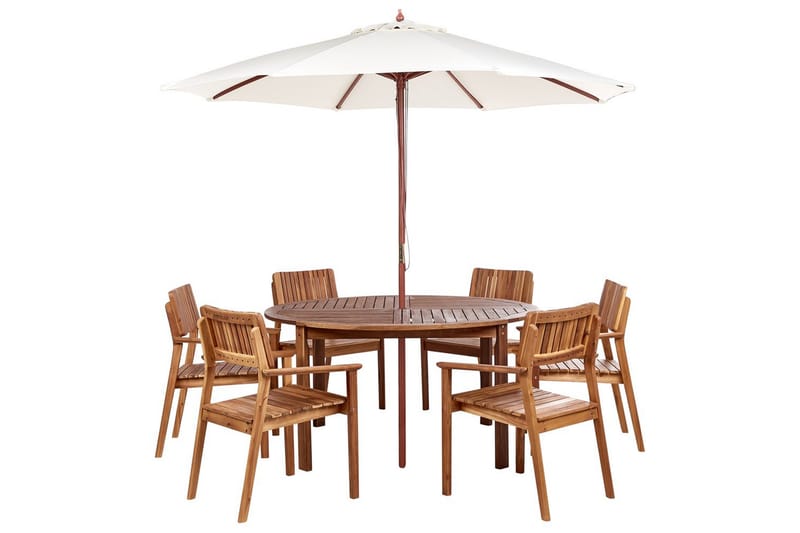 Matsalsset Agello Ljus trä/beige, 6-Sits, Ja - Ljus trä/beige, 6-Sits, Ja - Utemöbler - Utegrupp - Matgrupp utomhus