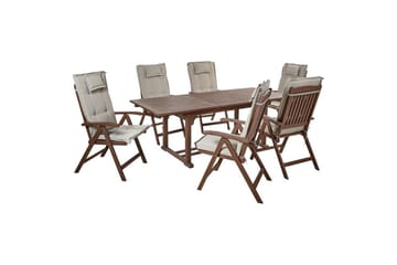 Matsalsset Amantea med kuddar Mörk trä/Taupe