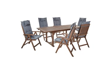 Matsalsset Amantea med kuddar Mörkt trä/grått