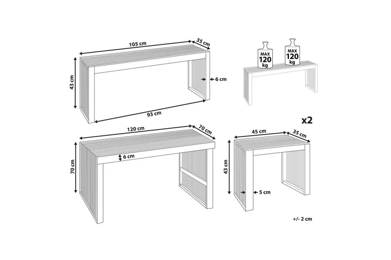 Matsalsset Bellano med bänk - Utemöbler - Utegrupp - Matgrupp utomhus