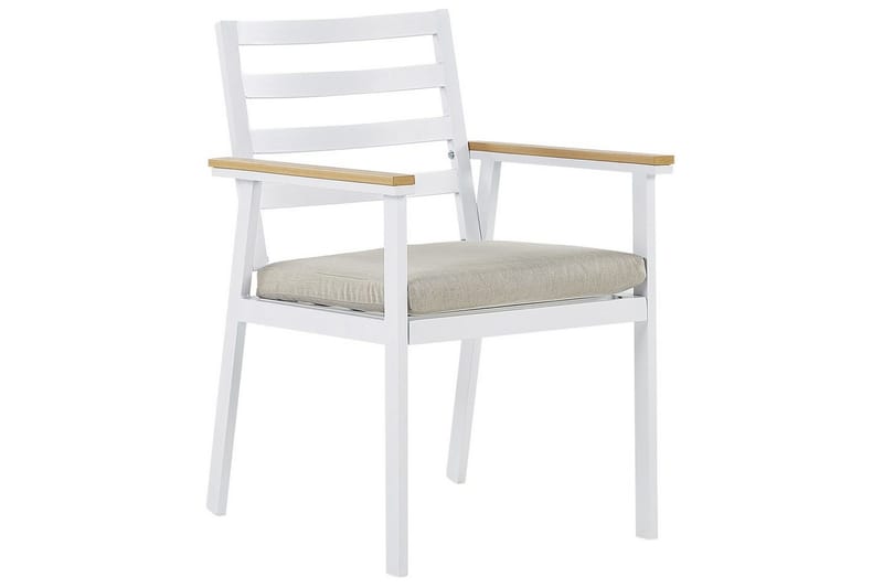 Matsalsset Cavoli Vit/ljust trä/beige - Vit/ljust trä/beige - Utemöbler - Utegrupp - Matgrupp utomhus