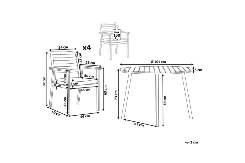 Matsalsset Cavoli Vit/ljust trä/grått - Vit/ljust trä/grått - Utemöbler - Utegrupp - Matgrupp utomhus