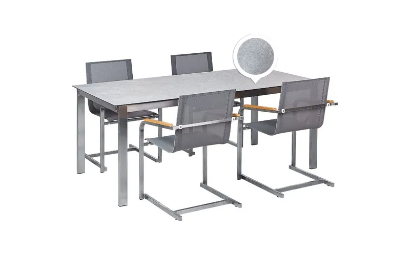 Matsalsset Cosoleto Grå/Silver, 4-Sits, Grå/Silver, 4-Sits