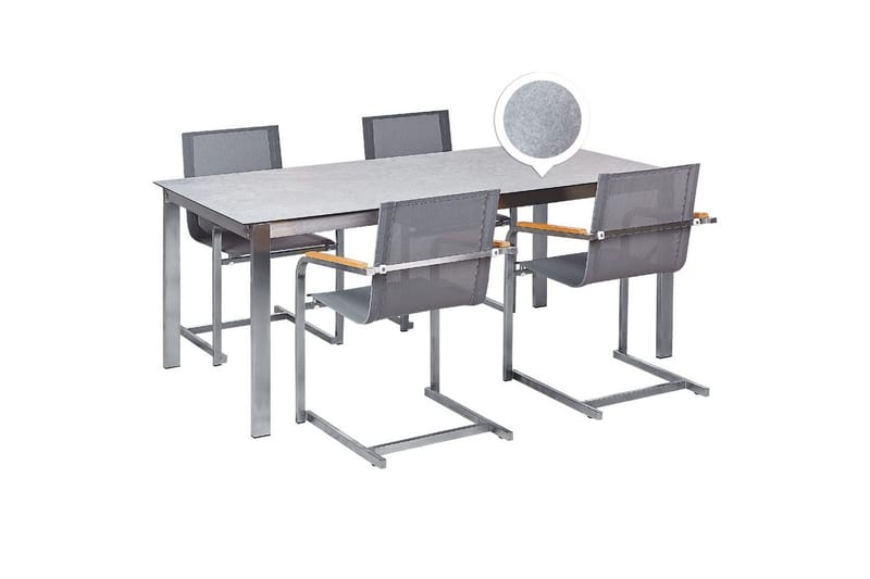 Matsalsset Cosoleto Grå/Silver, 4-Sits - Grå/Silver, 4-Sits - Utemöbler - Utegrupp - Matgrupp utomhus