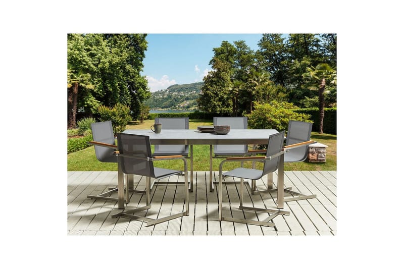 Matsalsset Cosoleto Grå/Silver, 6-Sits - Grå/Silver, 6-Sits - Utemöbler - Utegrupp - Matgrupp utomhus