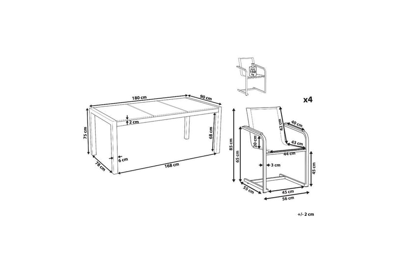 Matsalsset Cosoleto Vit/Beige/Silver, 4-Sits - Vit/Beige/Silver, 4-Sits - Utemöbler - Utegrupp - Matgrupp utomhus