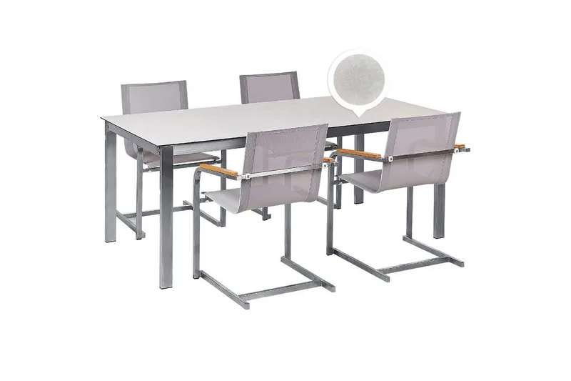 Matsalsset Cosoleto Vit/Beige/Silver, 4-Sits, Vit/Beige/Silver/4-Sits
