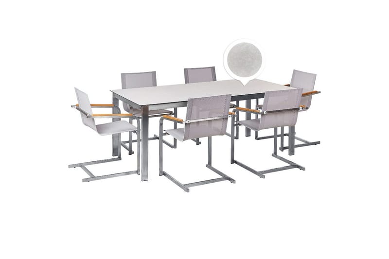 Matsalsset Cosoleto Vit/Silver/Beige, 6-Sits - Vit/Silver/Beige, 6-Sits - Utemöbler - Utegrupp - Matgrupp utomhus