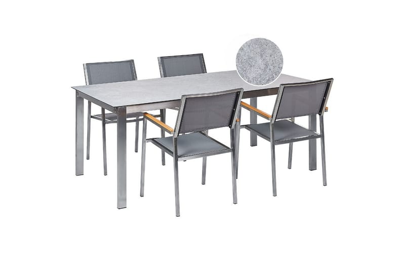 Matsalsset Cosoleto/Grosseto Grå/Silver, 4-Sits - Grå/Silver, 4-Sits - Utemöbler - Utegrupp - Matgrupp utomhus