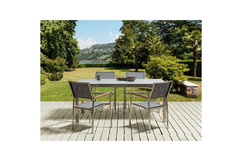 Matsalsset Cosoleto/Grosseto Grå/Silver, 4-Sits - Grå/Silver, 4-Sits - Utemöbler - Utegrupp - Matgrupp utomhus