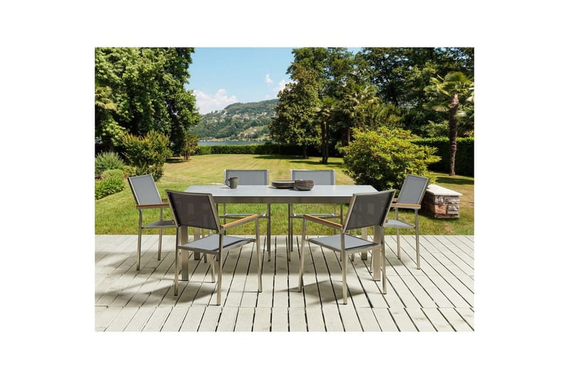 Matsalsset Cosoleto/Grosseto Grå/Silver, 6-Sits - Grå/Silver, 6-Sits - Utemöbler - Utegrupp - Matgrupp utomhus