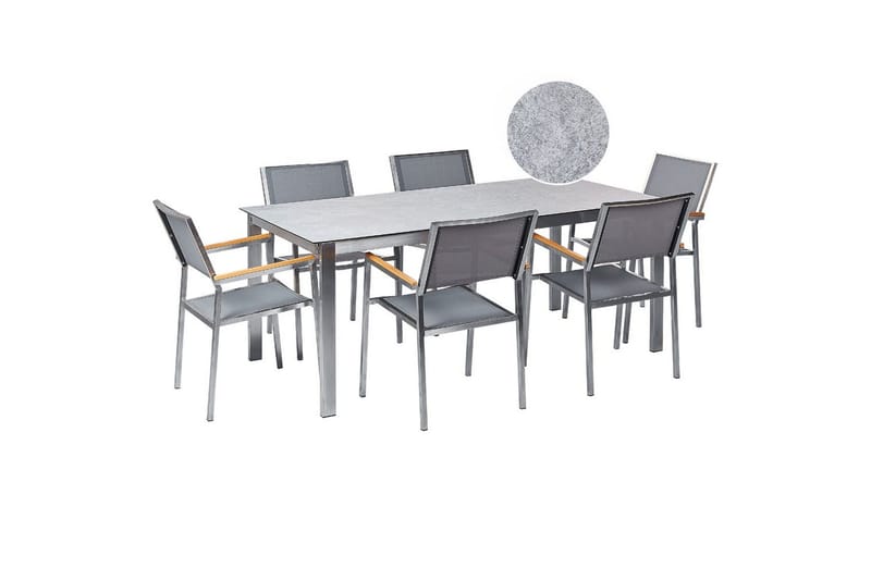 Matsalsset Cosoleto/Grosseto Grå/Silver, 6-Sits - Grå/Silver, 6-Sits - Utemöbler - Utegrupp - Matgrupp utomhus