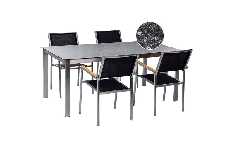 Matsalsset Cosoleto/Grosseto Svart/Silver, 4-Sits - Svart/Silver, 4-Sits - Utemöbler - Utegrupp - Matgrupp utomhus