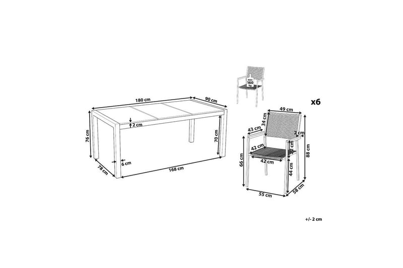 Matsalsset Cosoleto/Grosseto Svart/Silver, 6-Sits - Svart/Silver, 6-Sits - Utemöbler - Utegrupp - Matgrupp utomhus