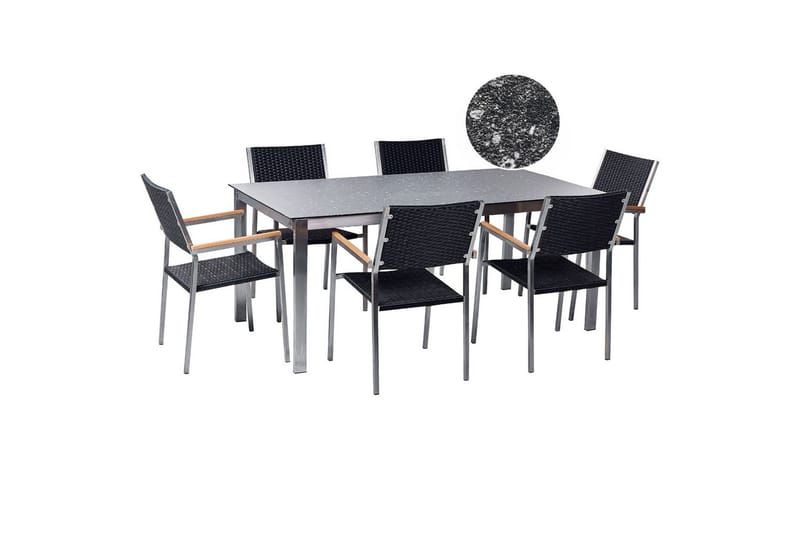 Matsalsset Cosoleto/Grosseto Svart/Silver, 6-Sits - Svart/Silver, 6-Sits - Utemöbler - Utegrupp - Matgrupp utomhus