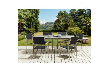 Matsalsset Cosoleto/Grosseto Svart/Silver, 6-Sits - Svart/Silver/ 6-Sits - Utemöbler - Utegrupp - Matgrupp utomhus