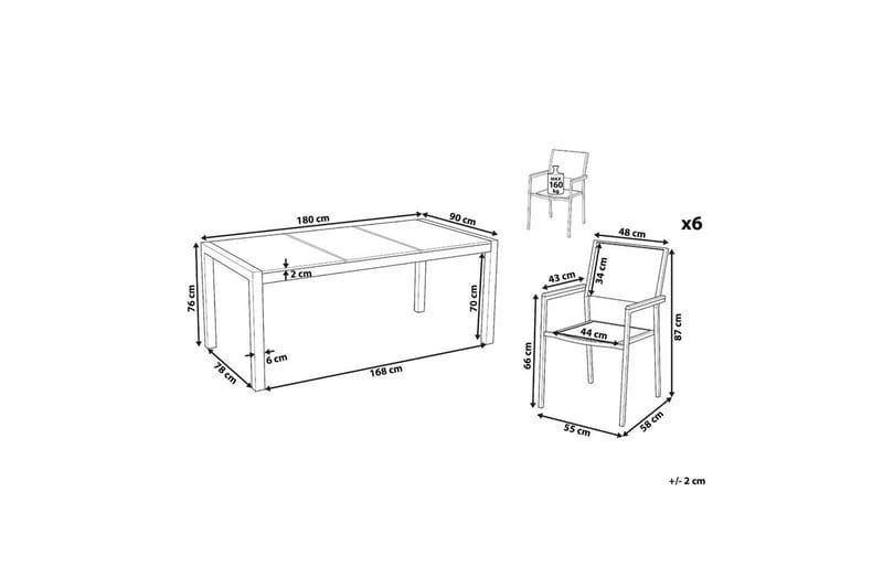 Matsalsset Cosoleto/Grosseto Vit marmor/Silver, 6-Sits - Vit marmor/Silver, 6-Sits - Utemöbler - Utegrupp - Matgrupp utomhus