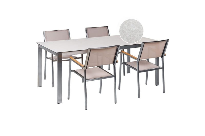 Matsalsset Cosoleto/Grosseto Vit/Beige/Silver, 4-Sits - Vit/Beige/Silver, 4-Sits - Utemöbler - Utegrupp - Matgrupp utomhus