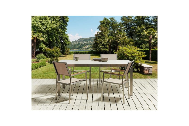 Matsalsset Cosoleto/Grosseto Vit/Beige/Silver, 4-Sits - Vit/Beige/Silver, 4-Sits - Utemöbler - Utegrupp - Matgrupp utomhus