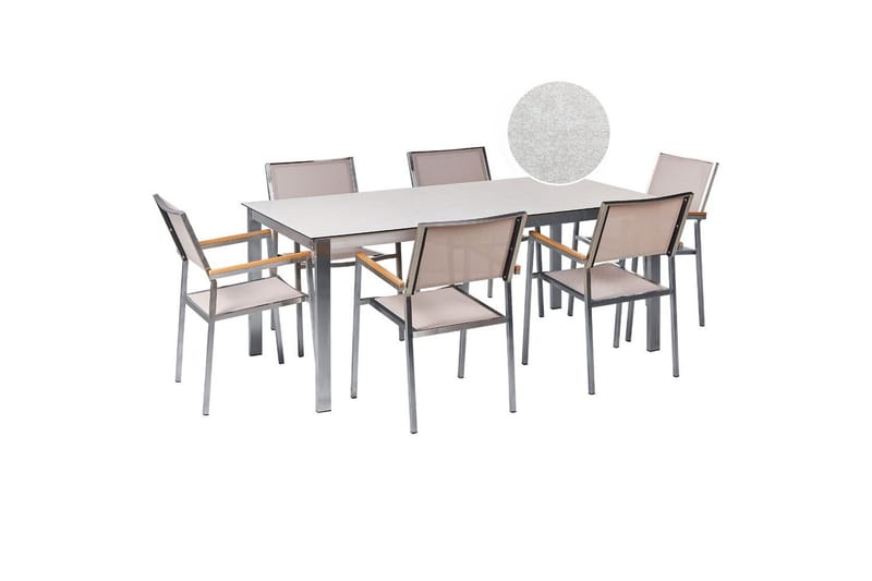 Matsalsset Cosoleto/Grosseto Vit/Beige/Silver, 6-Sits - Vit/Beige/Silver, 6-Sits - Utemöbler - Utegrupp - Matgrupp utomhus