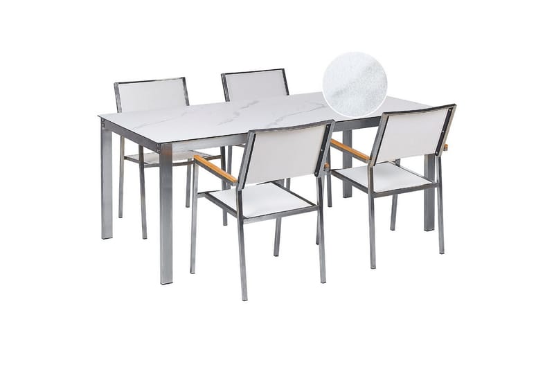 Matsalsset Cosoleto/Grosseto Vit/Silver, 4-Sits - Vit/Silver, 4-Sits - Utemöbler - Utegrupp - Matgrupp utomhus