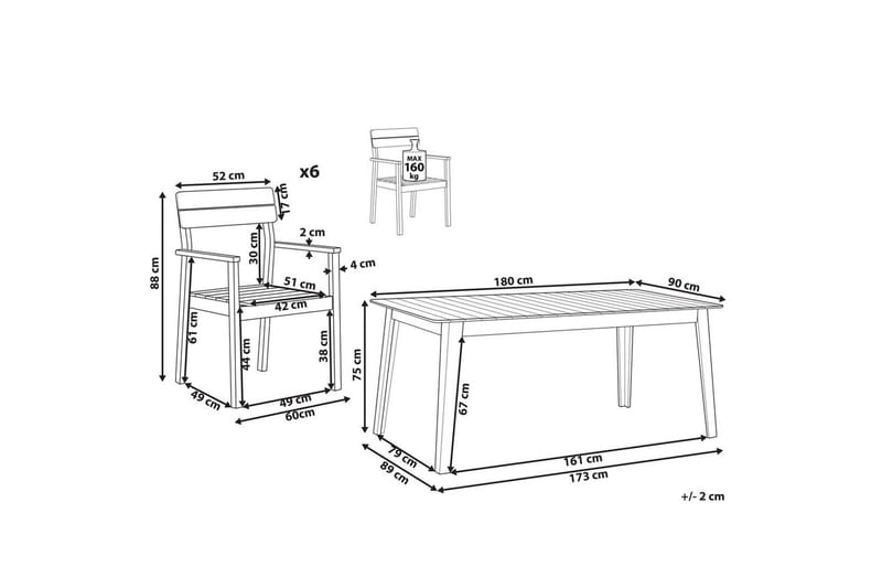 Matsalsset Fornelli 6-Sits - 6-Sits - Utemöbler - Utegrupp - Matgrupp utomhus