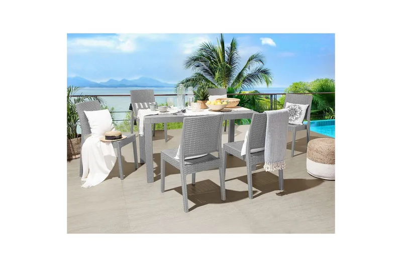 Matsalsset Fossano Ljusgrå, 6-Sits - Ljusgrå, 6-Sits - Utemöbler - Utegrupp - Matgrupp utomhus