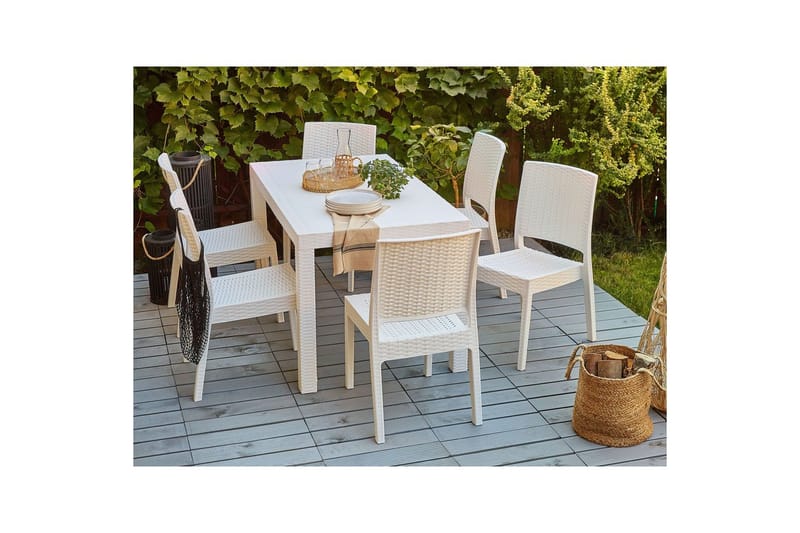 Matsalsset Fossano Vit, 6-Sits - Vit, 6-Sits - Utemöbler - Utegrupp - Matgrupp utomhus