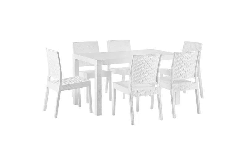 Matsalsset Fossano Vit, 6-Sits, Vit, 6-Sits