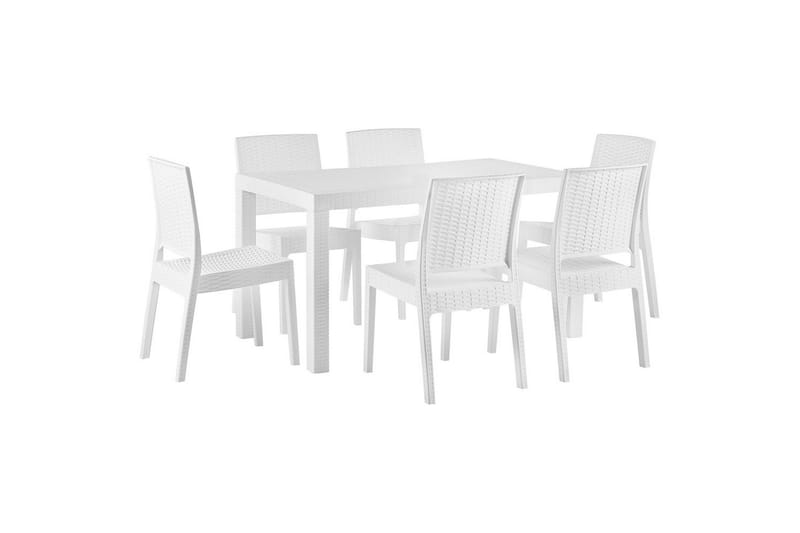 Matsalsset Fossano Vit, 6-Sits - Vit, 6-Sits - Utemöbler - Utegrupp - Matgrupp utomhus