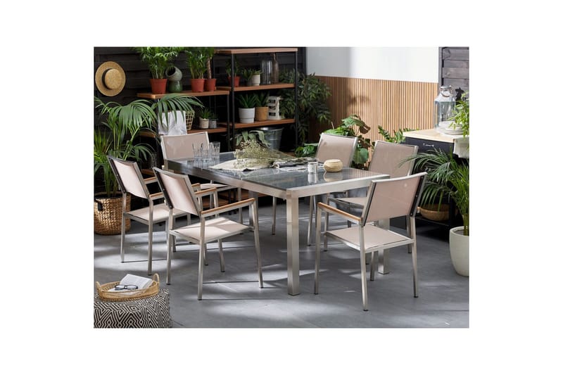 Matsalsset Grosseto Grå/Beige/Silver, 6-Sits - Grå/Beige/Silver, 6-Sits - Utemöbler - Utegrupp - Matgrupp utomhus