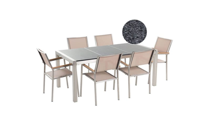 Matsalsset Grosseto Grå/Beige/Silver, 6-Sits - Grå/Beige/Silver, 6-Sits - Utemöbler - Utegrupp - Matgrupp utomhus