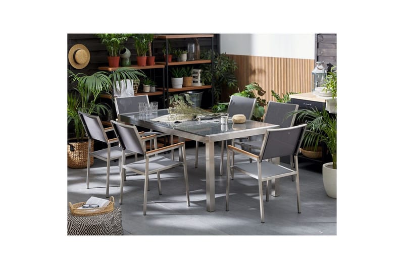 Matsalsset Grosseto Grå/Silver, 6-Sits - Grå/Silver, 6-Sits - Utemöbler - Utegrupp - Matgrupp utomhus