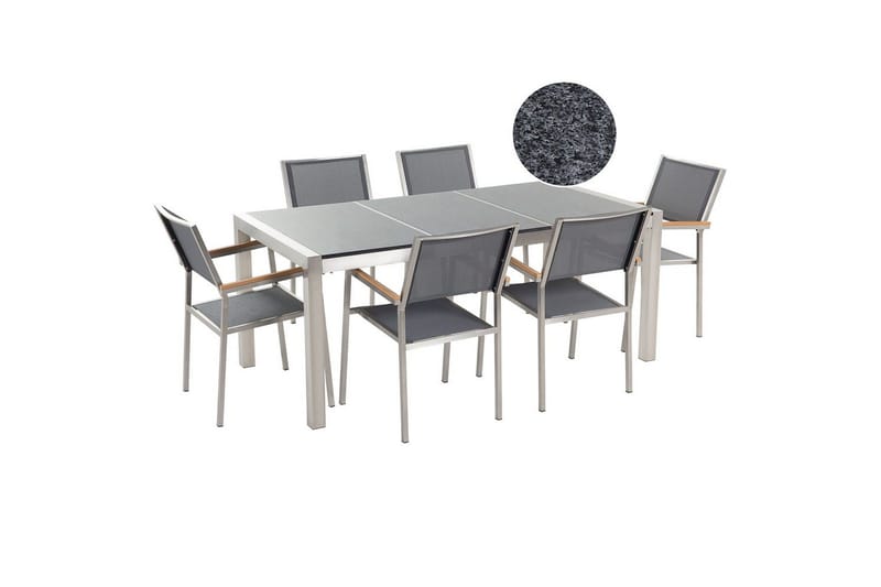 Matsalsset Grosseto Grå/Silver, 6-Sits, Grå/Silver/6-Sits