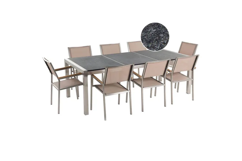 Matsalsset Grosseto Grå/Silver/Beige, 8-Sits - Grå/Silver/Beige, 8-Sits - Utemöbler - Utegrupp - Matgrupp utomhus