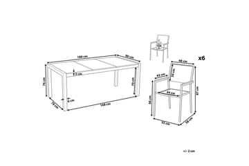 Matsalsset Grosseto Grå/Vit/Silver, 6-Sits - Grå/Vit/Silver/6-Sits - Utemöbler - Utegrupp - Matgrupp utomhus