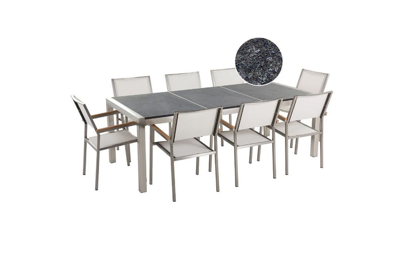 Matsalsset Grosseto Grå/Vit/Silver, 8-Sits - Grå/Vit/Silver, 8-Sits - Utemöbler - Utegrupp - Matgrupp utomhus