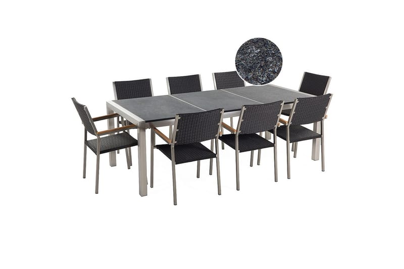 Matsalsset Grosseto Grafitgrå/Svart-rotting/Silver, 8-Sits - Grafitgrå/Svart-rotting/Silver, 8-Sits - Utemöbler - Utegrupp - Matgrupp utomhus