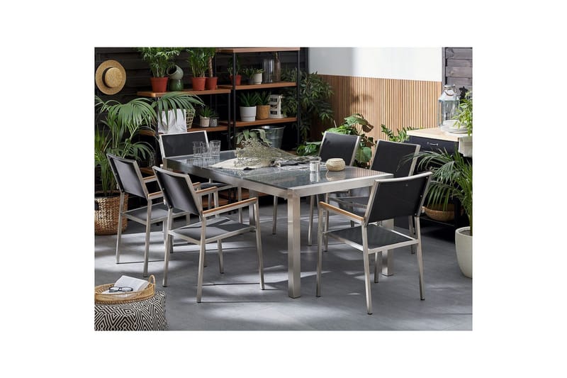 Matsalsset Grosseto Grafitgrå/Svart/Silver, 6-Sits - Grafitgrå/Svart/Silver/6-Sits - Utemöbler - Utegrupp - Matgrupp utomhus
