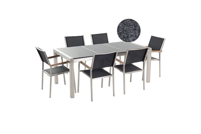 Matsalsset Grosseto Grafitgrå/Svart/Silver, 6-Sits, Grafitgrå/Svart/Silver/6-Sits