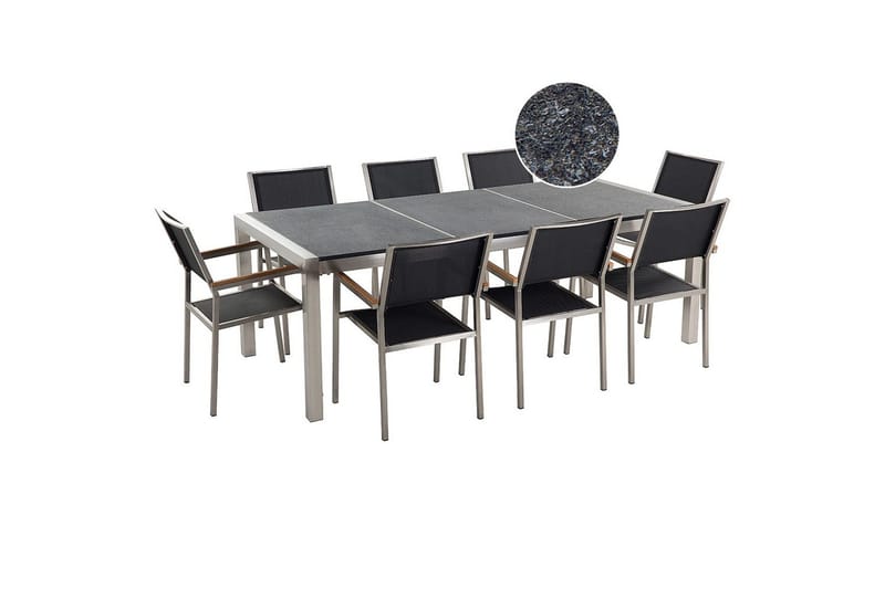 Matsalsset Grosseto Grafitgrå/Svart/Silver, 8-Sits, Grafitgrå/Svart/Silver, 8-Sits