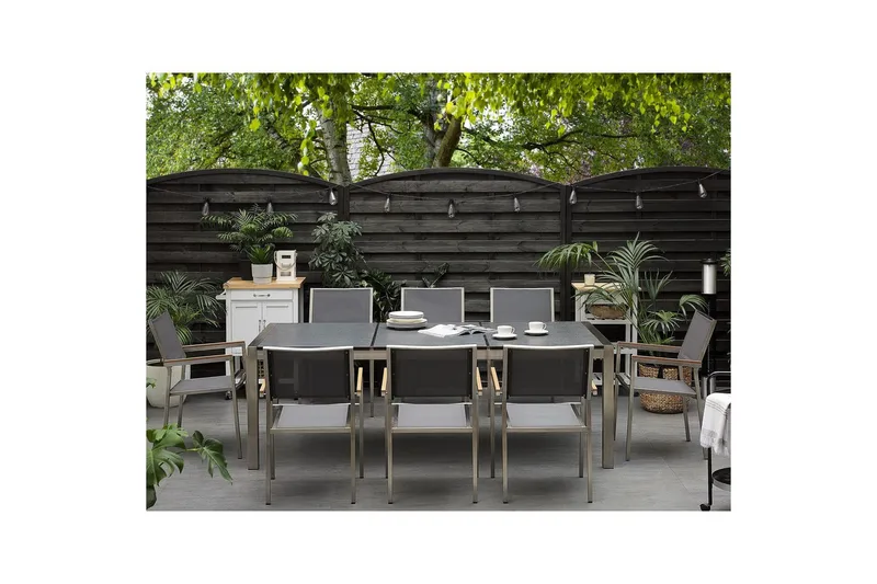 Matsalsset Grosseto Grafitgrå/Svart/Silver, 8-Sits - Grafitgrå/Svart/Silver, 8-Sits - Utemöbler - Utegrupp - Matgrupp utomhus