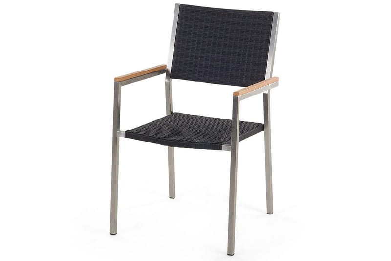 Matsalsset Grosseto Ljus trä/svart/silver, 8-Sits - Ljus trä/svart/silver, 8-Sits - Utemöbler - Utegrupp - Matgrupp utomhus