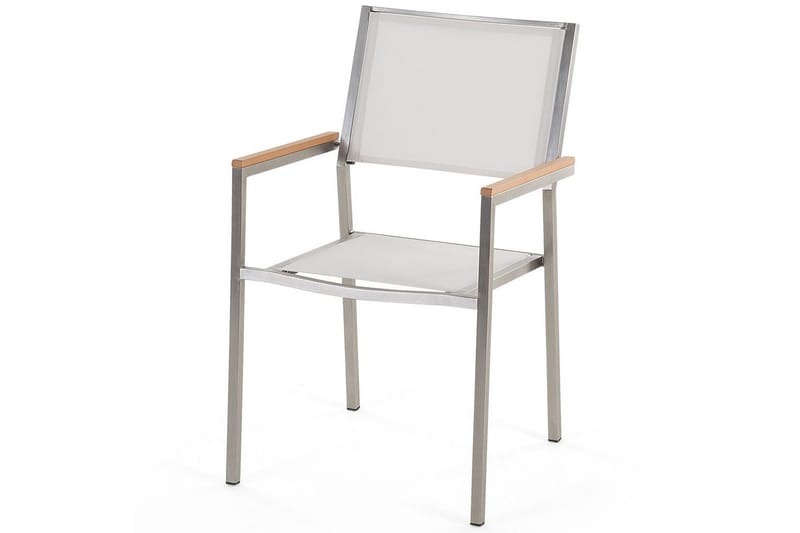 Matsalsset Grosseto Ljus trä/vit/silver, 8-Sits - Ljus trä/vit/silver, 8-Sits - Utemöbler - Utegrupp - Matgrupp utomhus