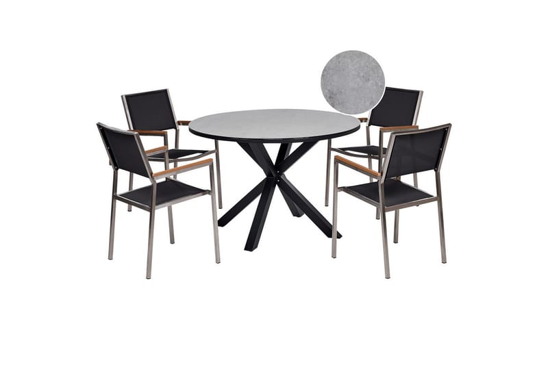 Matsalsset Maletto/Grosseto Grå/Svart/Silver - Grå/Svart/Silver - Utemöbler - Utegrupp - Matgrupp utomhus
