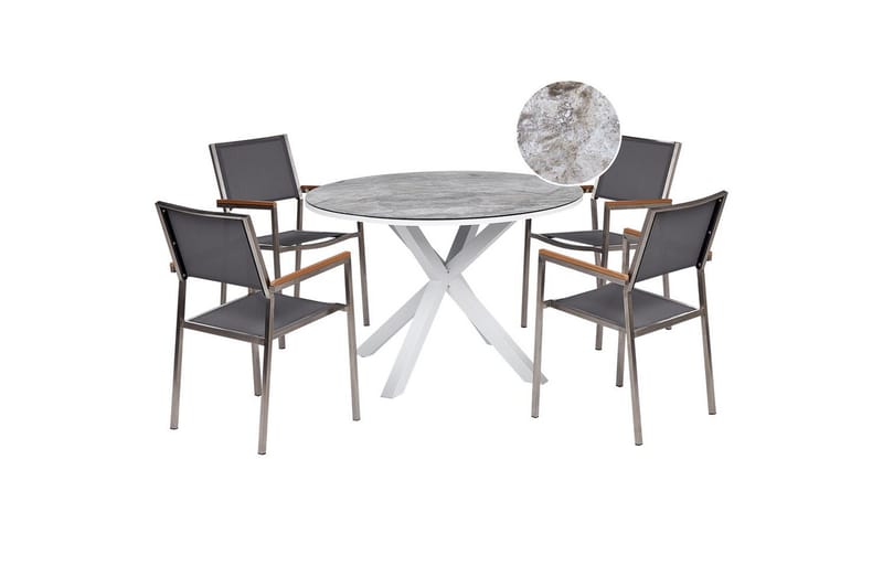 Matsalsset Maletto/Grosseto Grå/Vit/Silver - Grå/Vit/Silver - Utemöbler - Utegrupp - Matgrupp utomhus