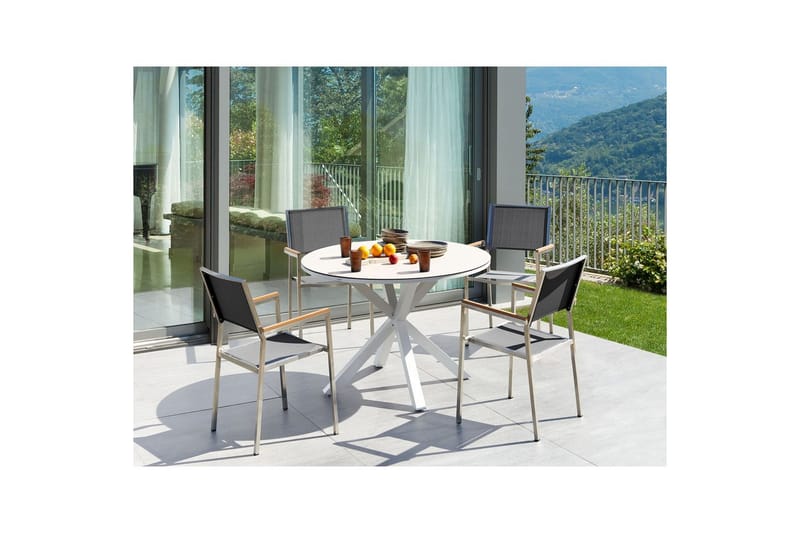 Matsalsset Maletto/Grosseto Grå/vit/silver/beige - Grå/vit/silver/beige - Utemöbler - Utegrupp - Matgrupp utomhus